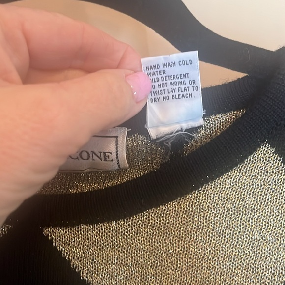 Evan Picone vintage ladies sweater size large argyle shape metallic gold / wool - Picture 7 of 9